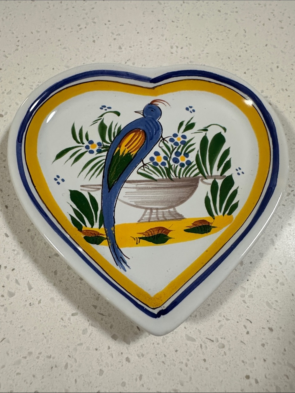 Vintage French Quimper, “Jardin d’Ete”.Hand-Painted Heart Ceramic Dish